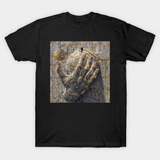 Giant Hand with Golden Sphere: Modern & Conceptual Art T-Shirt